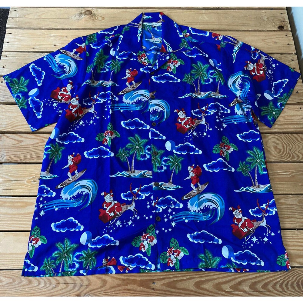 Alvish Hawaiian Sant Surfing Button Up Shirt XL
